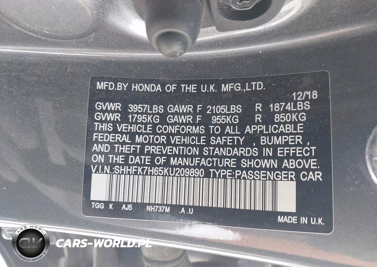 2019 Honda Civic Ex VIN:SHHFK7H65KU209890 - 9