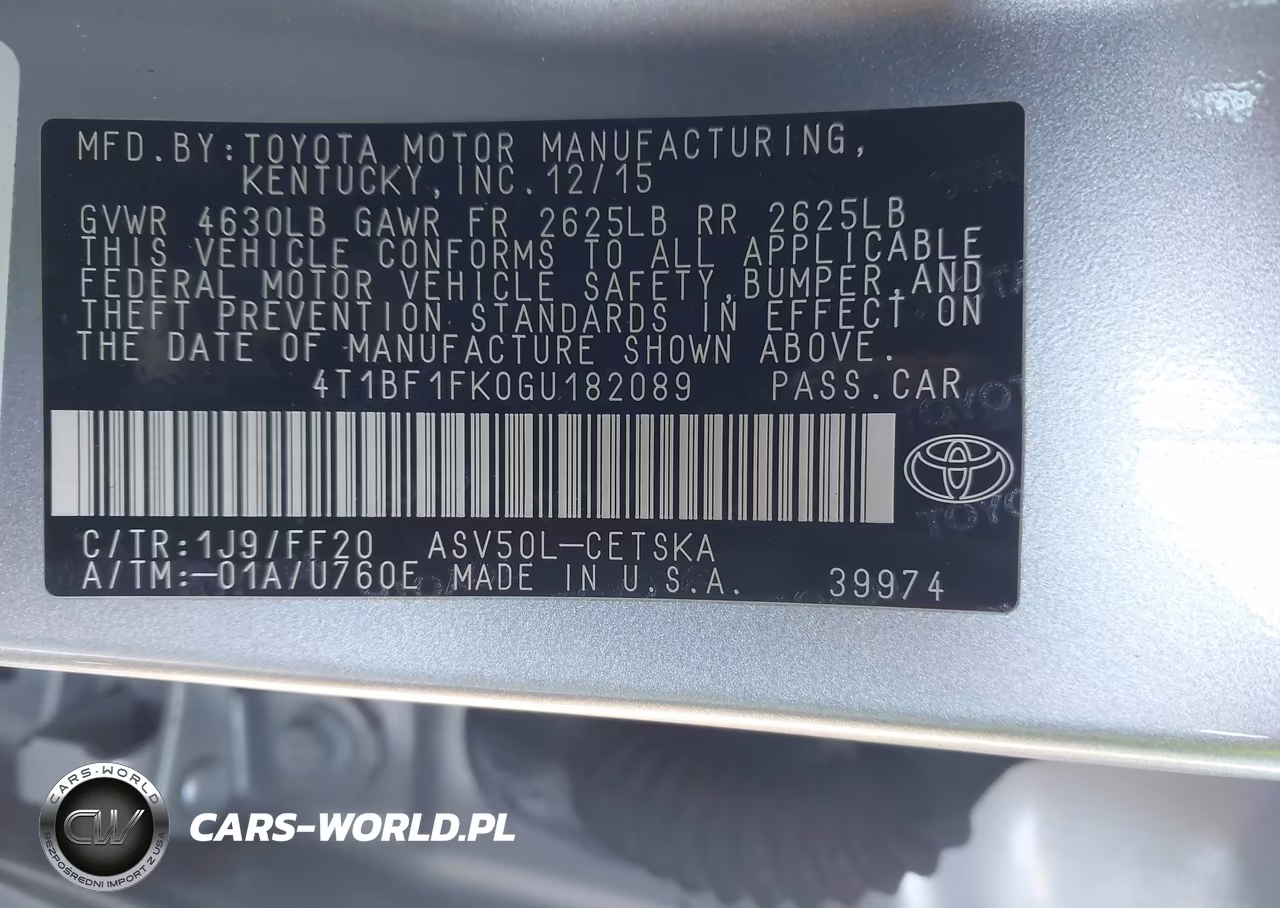 2016 Toyota Camry Se VIN:4T1BF1FK0GU182089 - 9