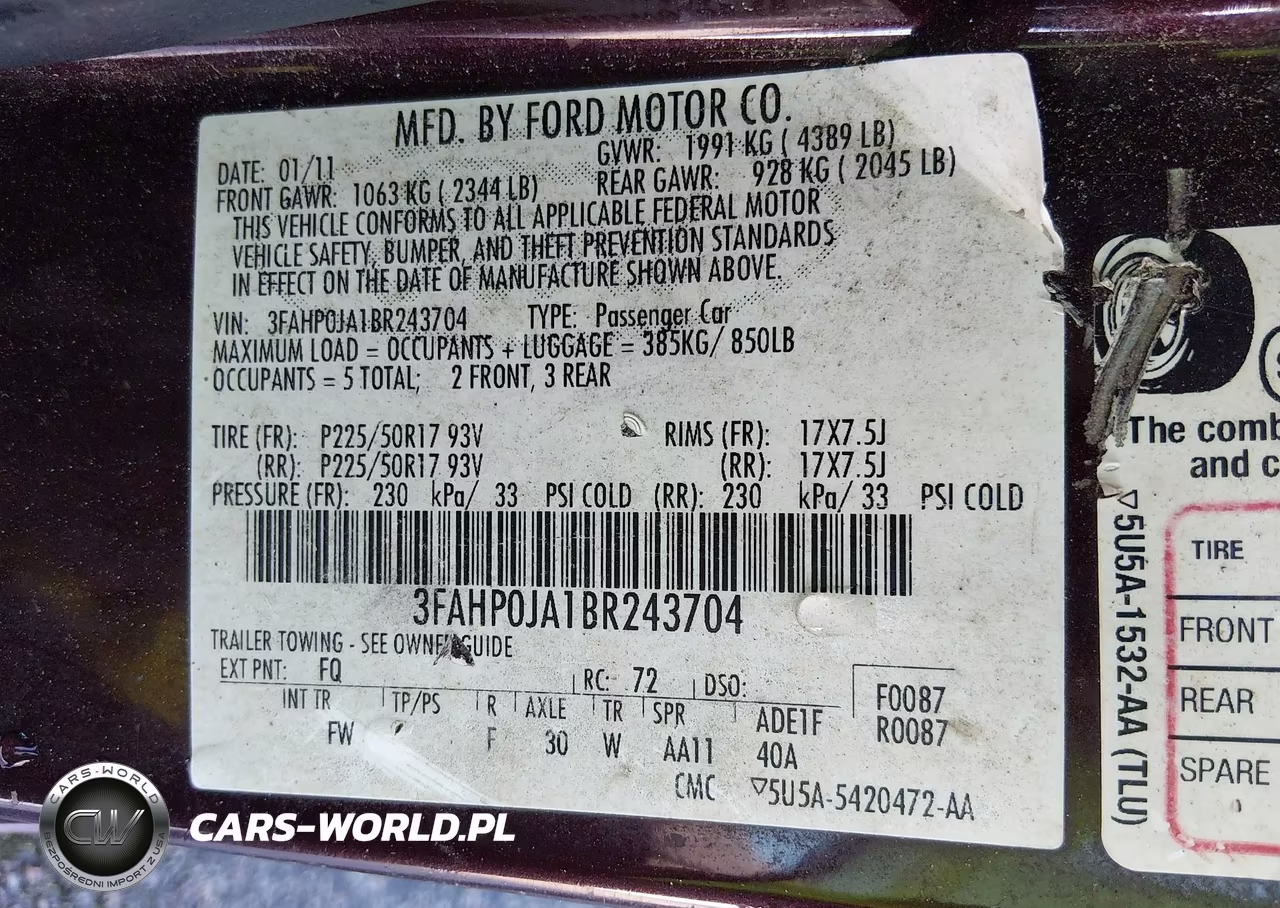 2011 Ford Fusion Sel VIN:3FAHP0JA1BR243704 - 9