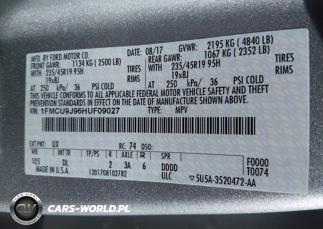 2017 Ford Escape Titanium VIN:1FMCU9J96HUF09027 - 9