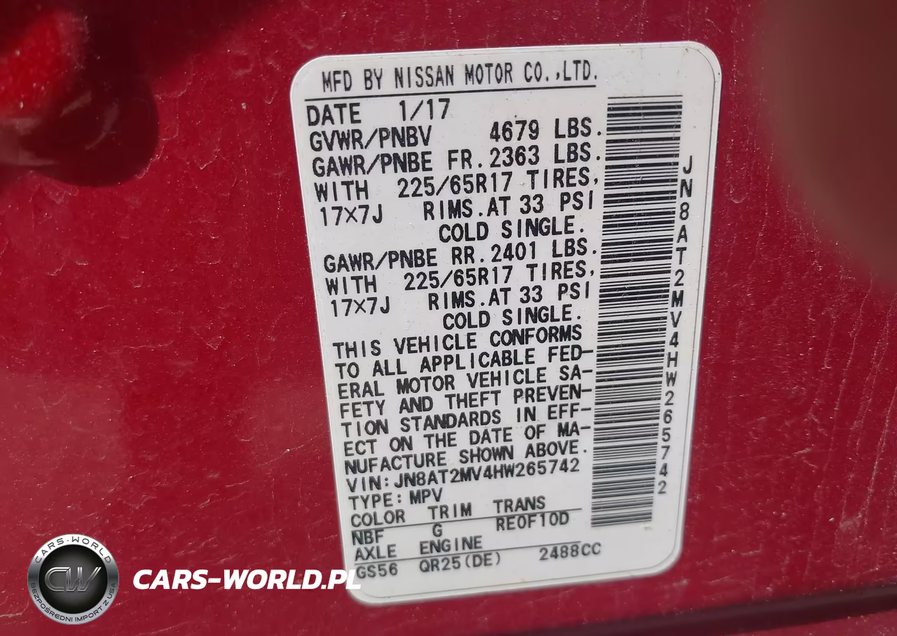 2017 Nissan Rogue Sv VIN:JN8AT2MV4HW265742 - 9