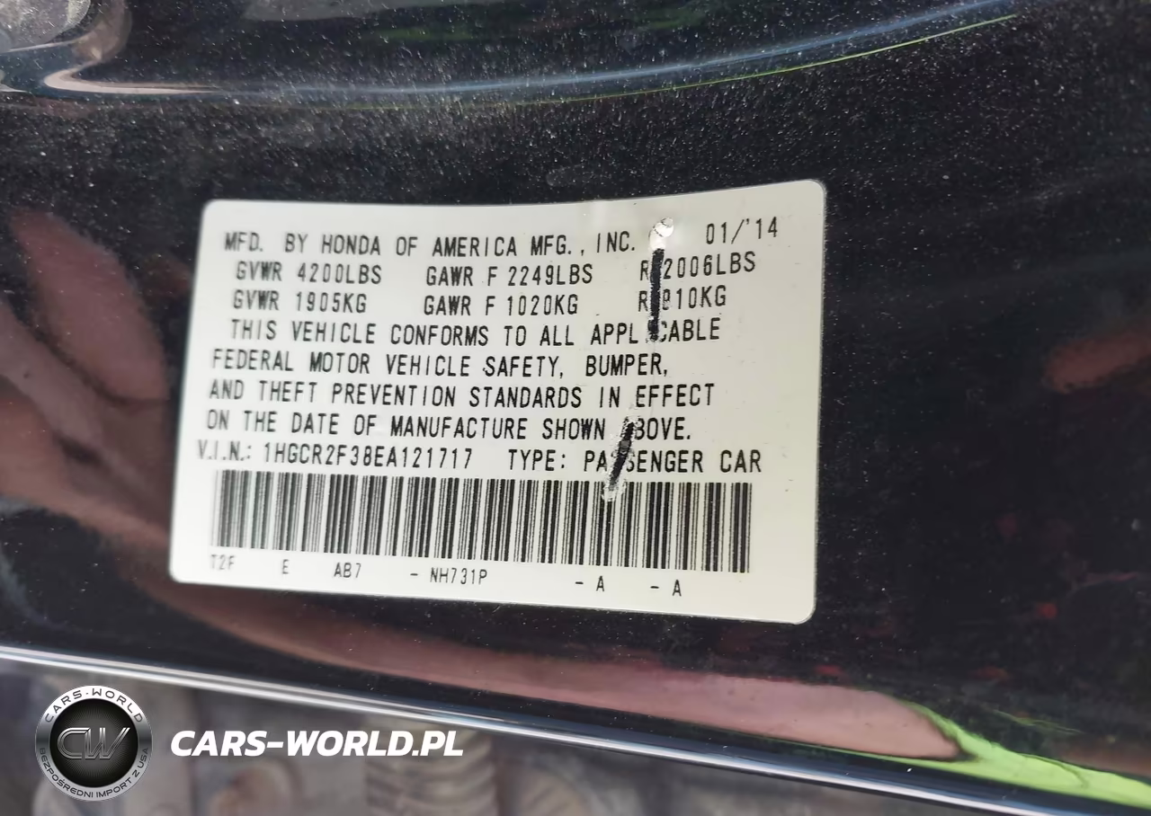 2014 Honda Accord Lx VIN:1HGCR2F38EA121717 - 9