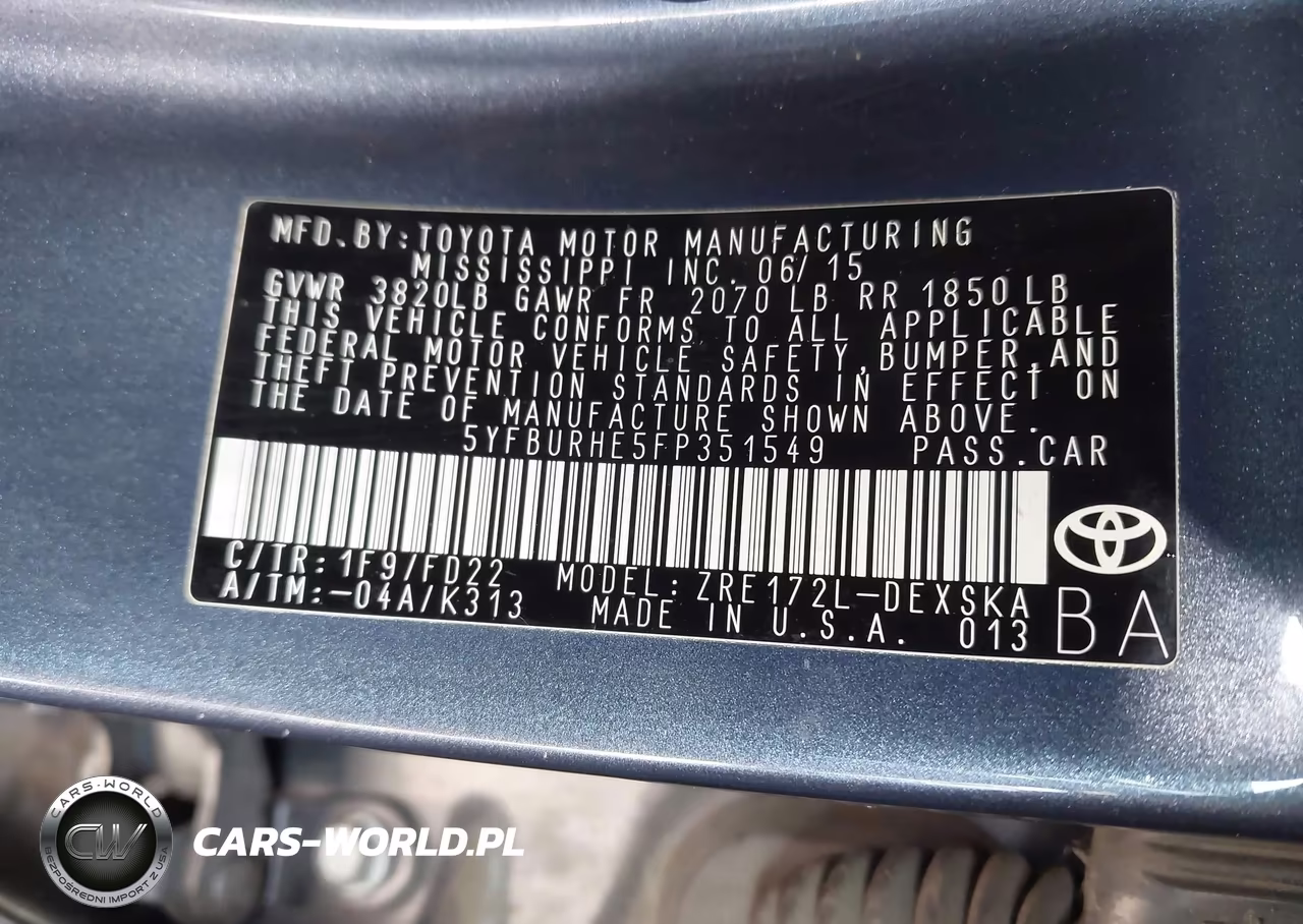 2015 Toyota Corolla S Plus VIN:5YFBURHE5FP351549 - 9