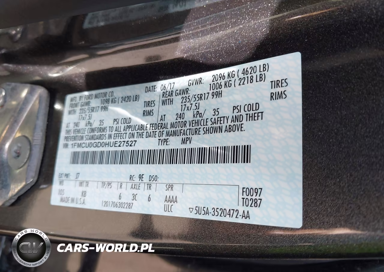 2017 Ford Escape Se VIN:1FMCU0GD0HUE27527 - 9