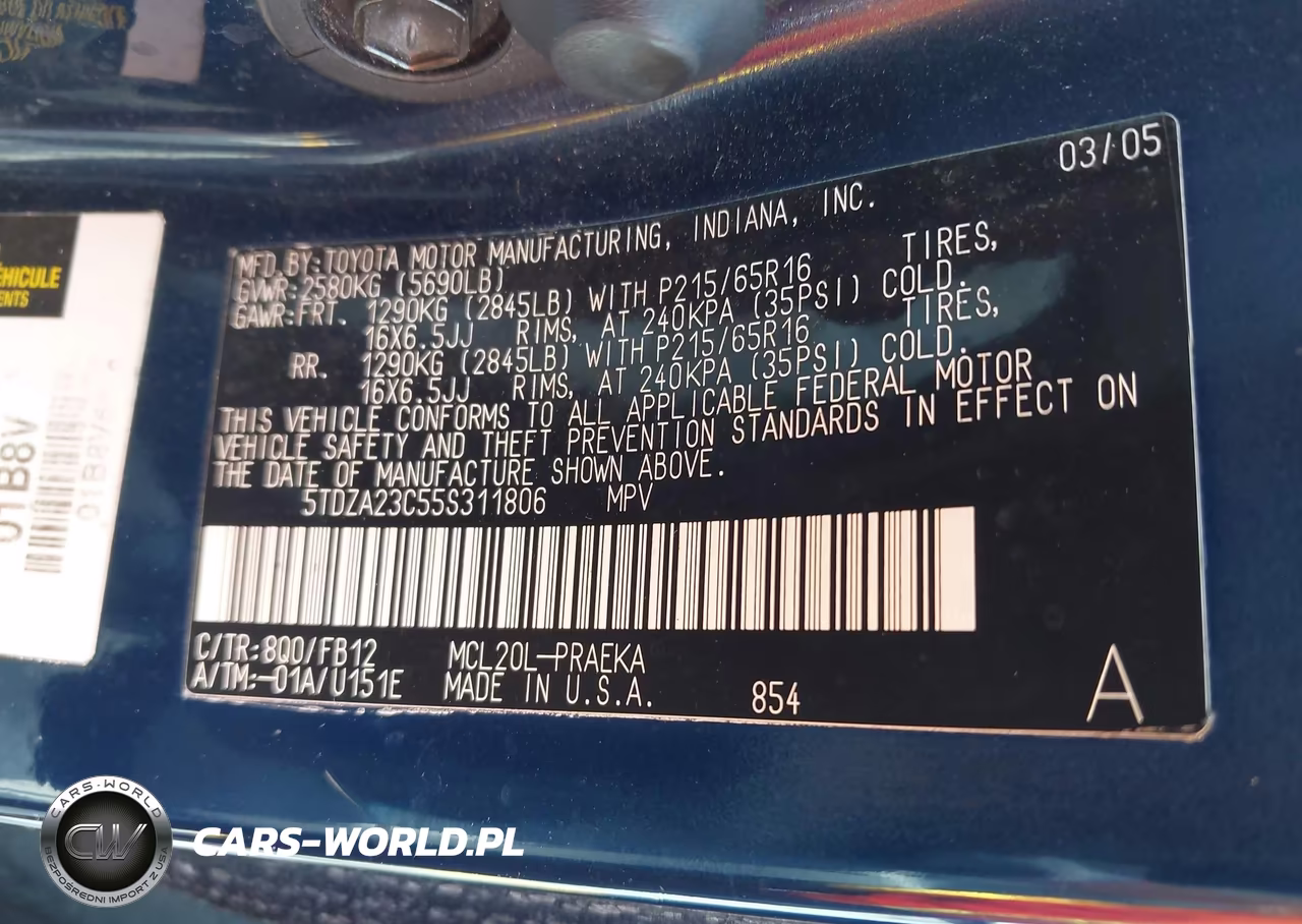 2005 Toyota Sienna Le VIN:5TDZA23C55S311806 - 9