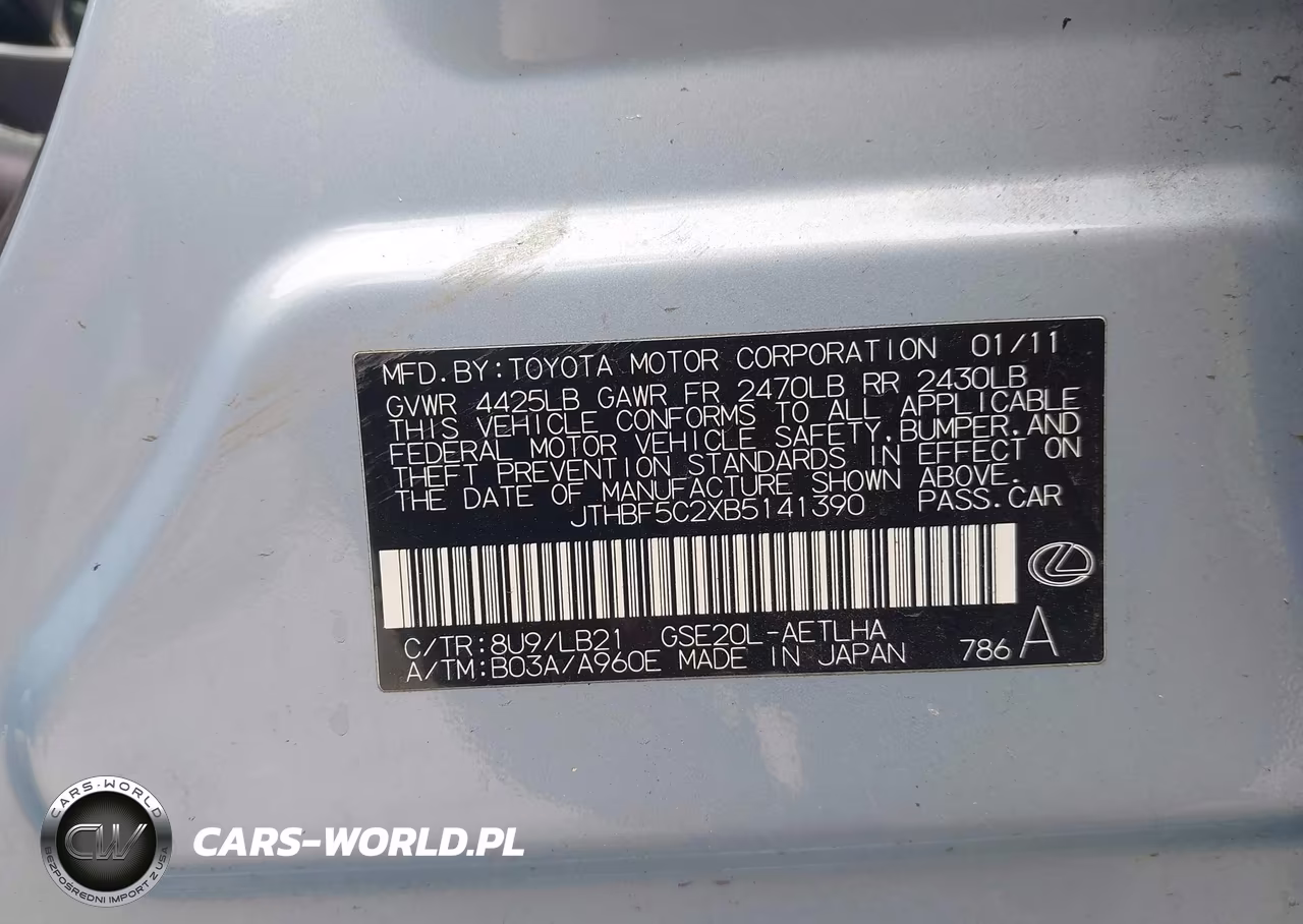 2011 Lexus Is 250 VIN:JTHBF5C2XB5141390 - 9