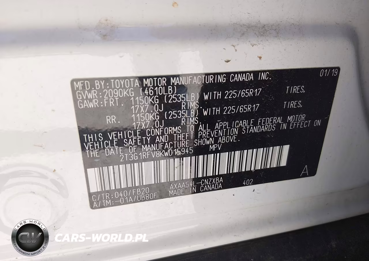 2019 Toyota Rav4 Le VIN:2T3G1RFV8KW015945 - 9