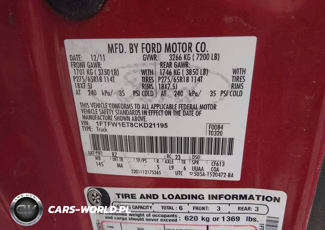 2012 Ford F-150 Xlt VIN:1FTFW1ET8CKD21195 - 9
