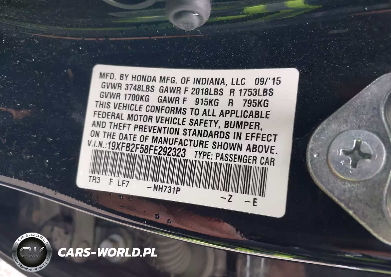 2015 Honda Civic Lx VIN:19XFB2F58FE292323 - 9