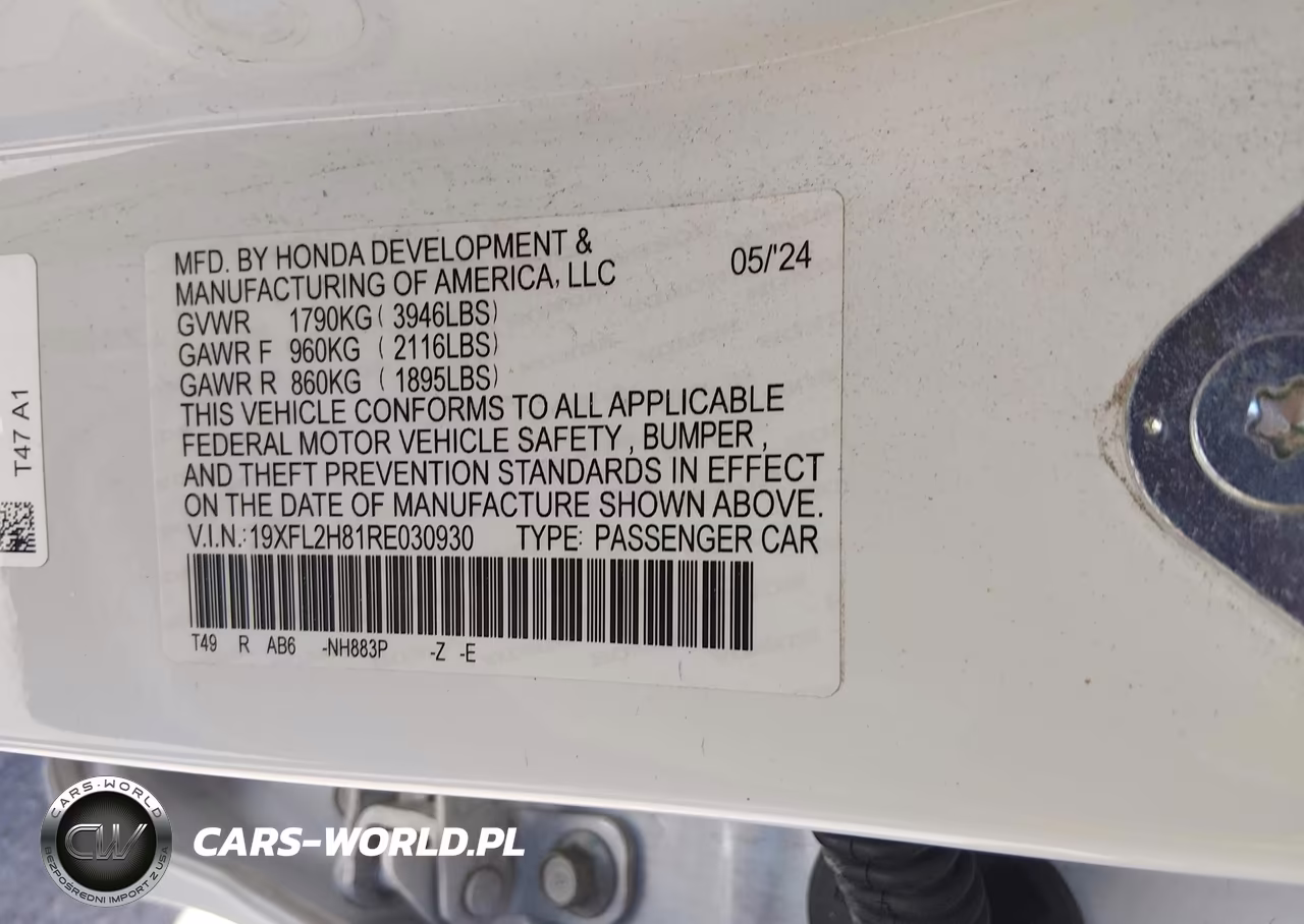 2024 Honda Civic Sport VIN:19XFL2H81RE030930 - 9