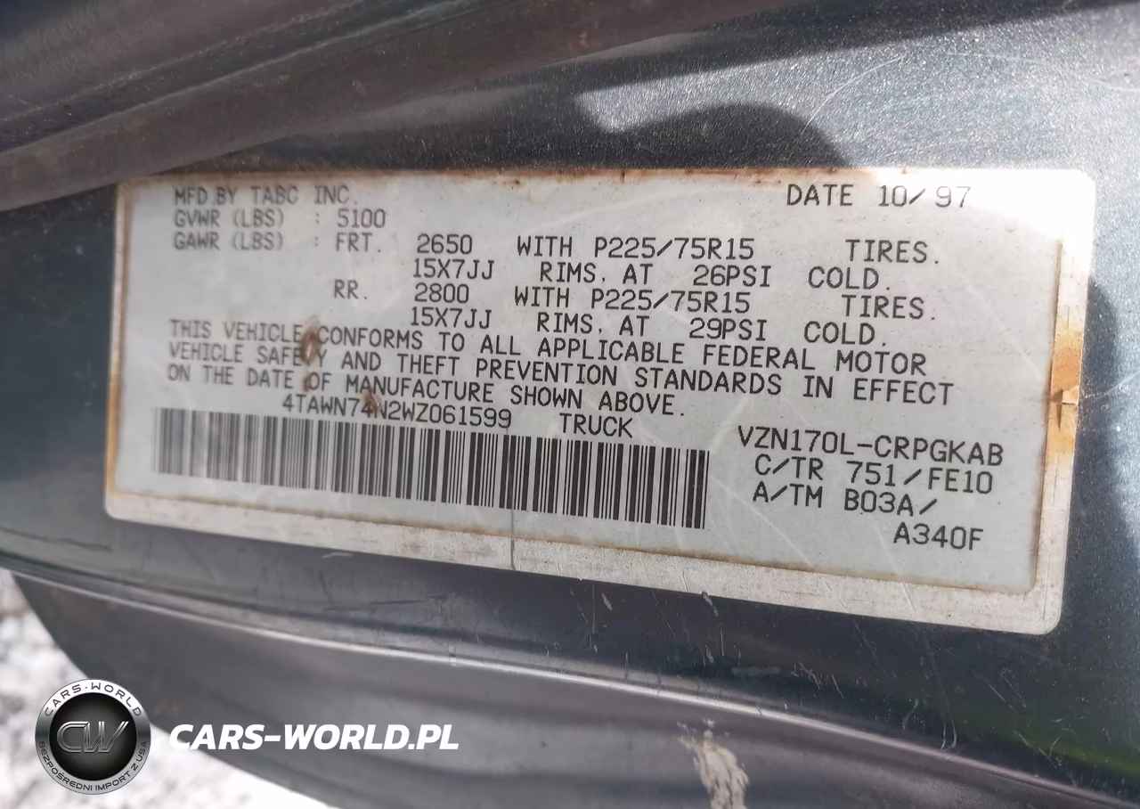 1998 Toyota Tacoma Limited V6 VIN:4TAWN74N2WZ061599 - 9