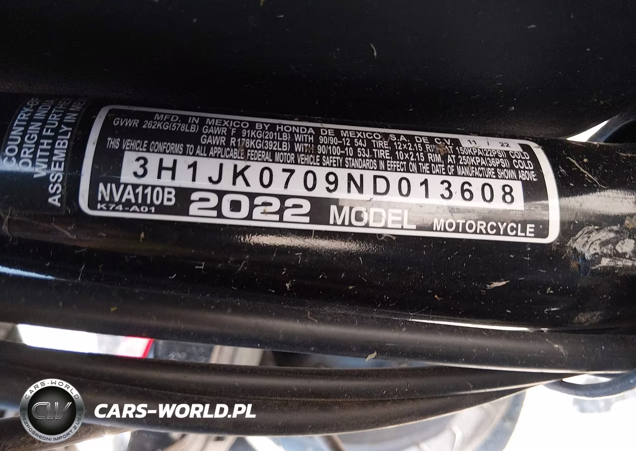 2022 Honda Nva110 B VIN:3H1JK0709ND013608 - 10