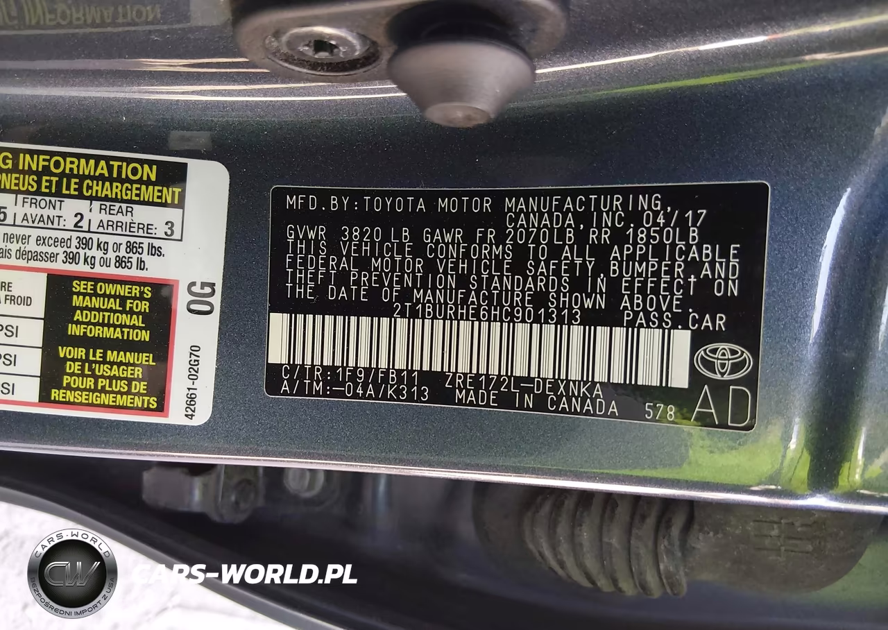 2017 Toyota Corolla Le VIN:2T1BURHE6HC901313 - 9