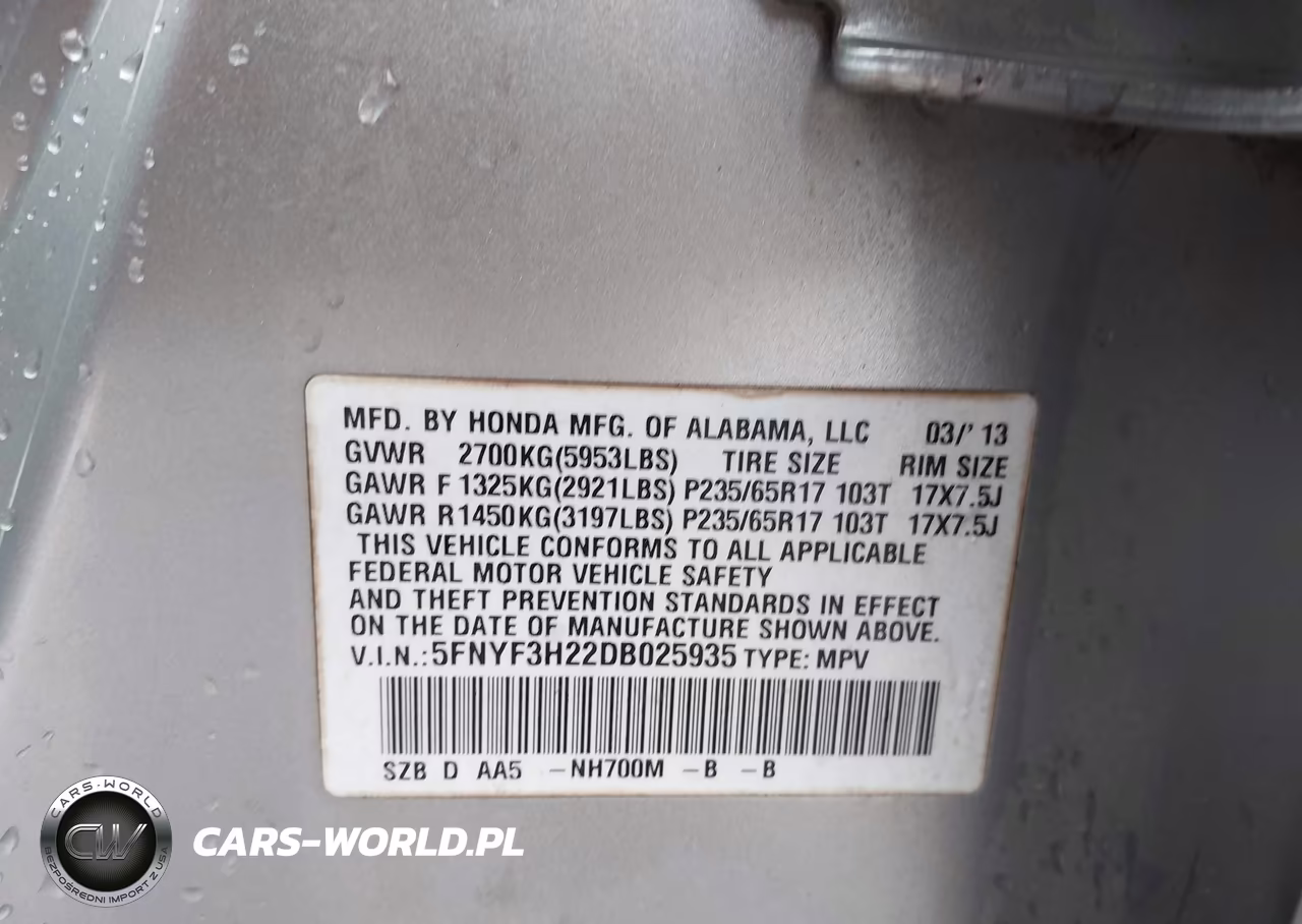 2013 Honda Pilot Lx VIN:5FNYF3H22DB025935 - 9