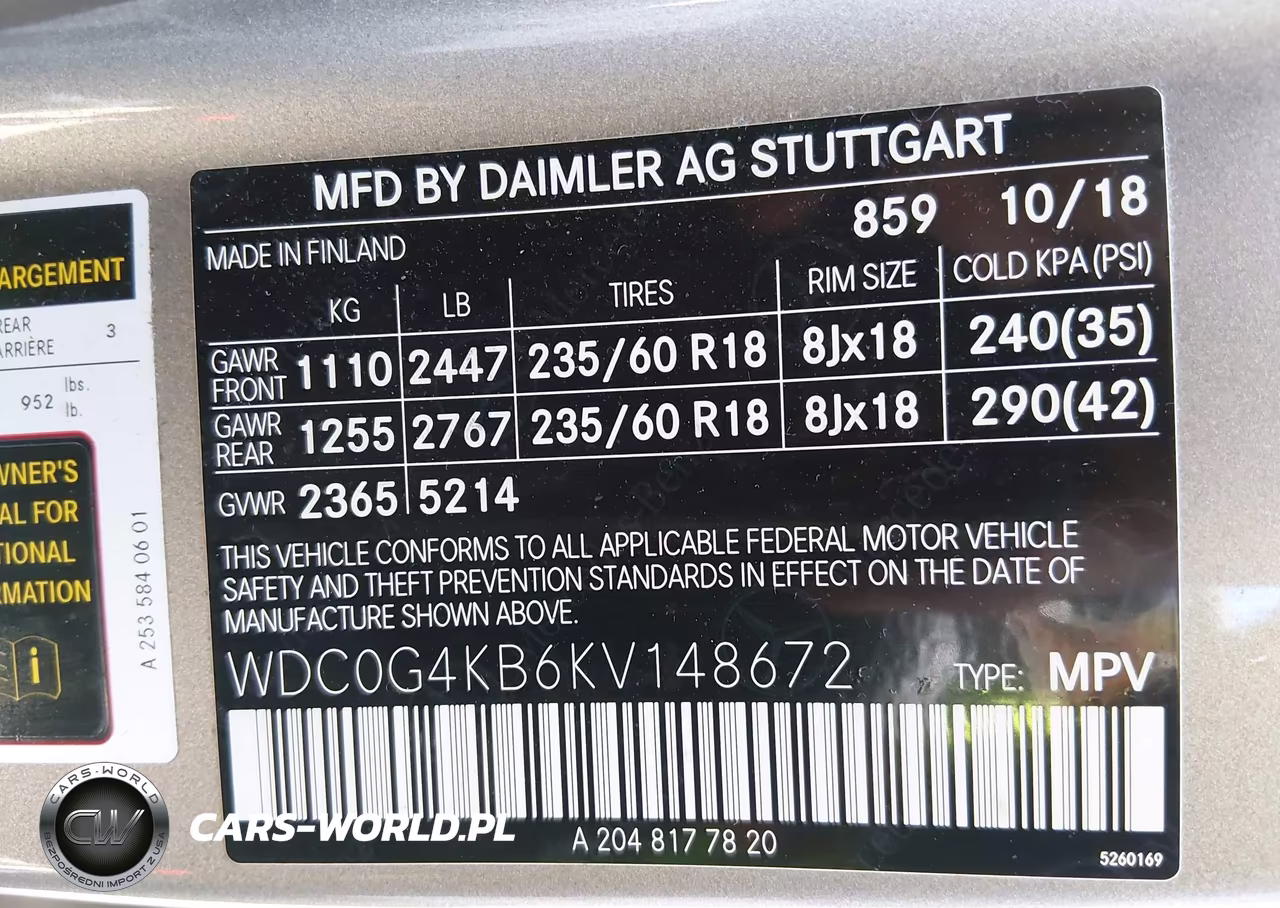 2019 Mercedes-Benz Glc 300 4Matic VIN:WDC0G4KB6KV148672 - 9