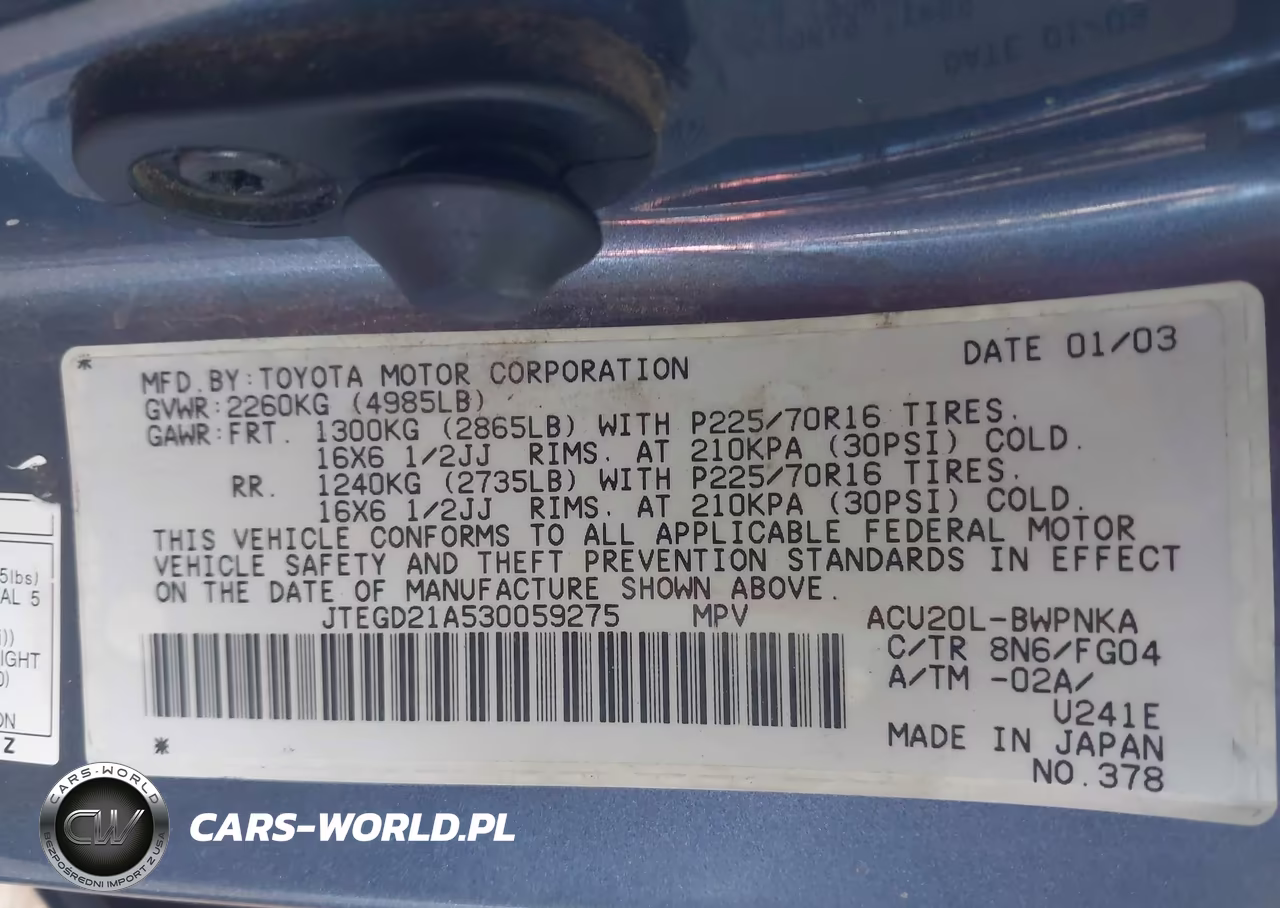 2003 Toyota Highlander VIN:JTEGD21A530059275 - 9