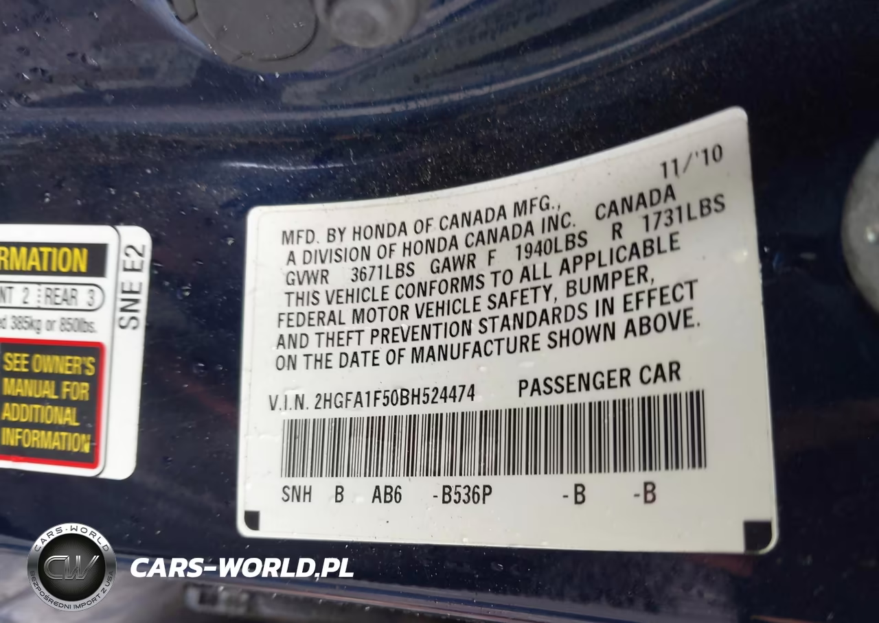2011 Honda Civic Lx VIN:2HGFA1F50BH524474 - 9