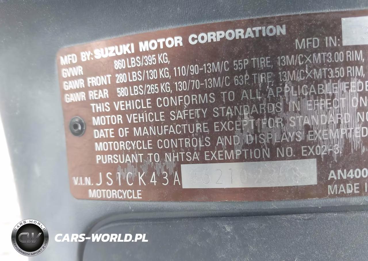 2005 Suzuki An400 K3 VIN:JS1CK43A952102258 - 10