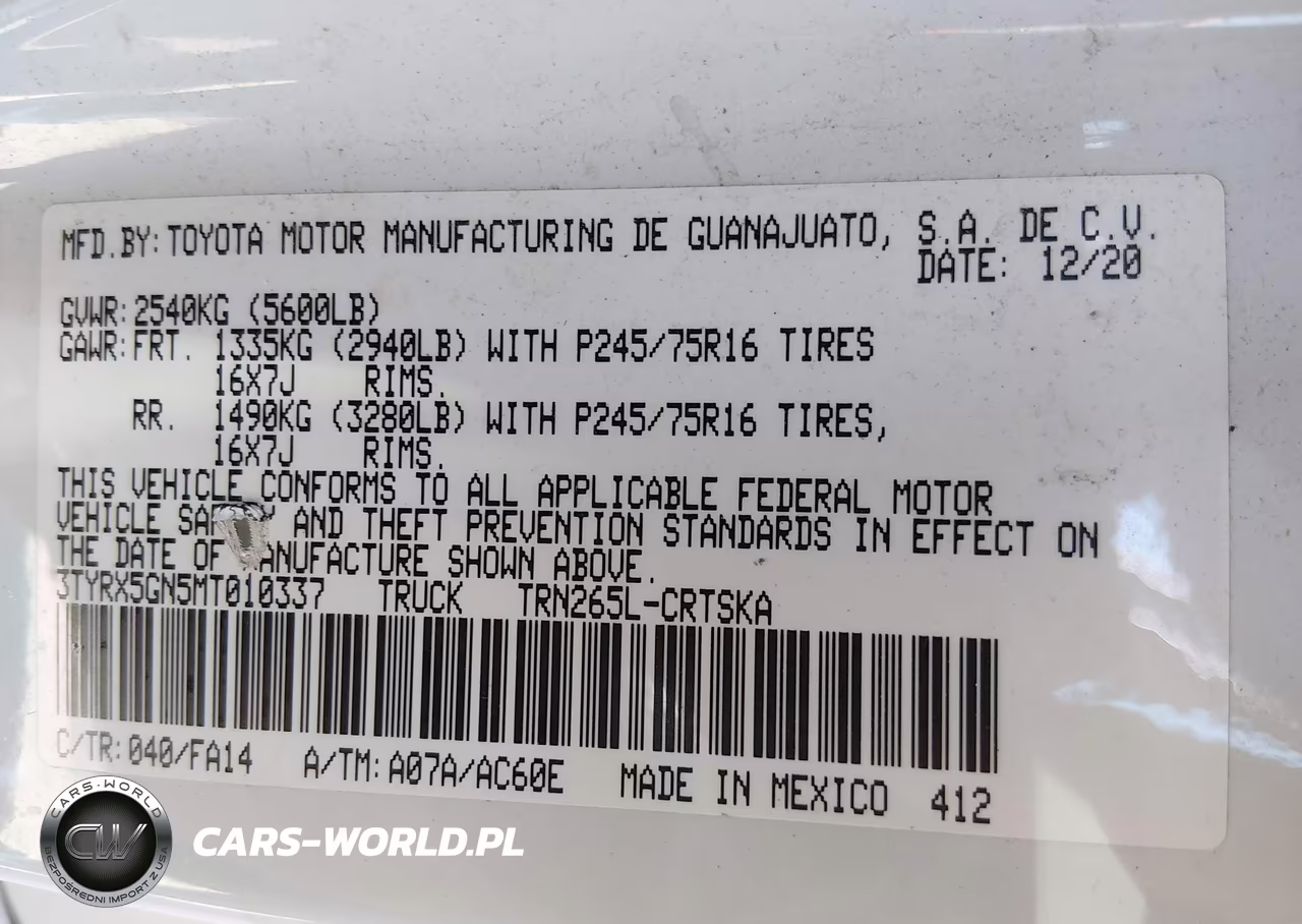 2021 Toyota Tacoma Sr VIN:3TYRX5GN5MT010337 - 9
