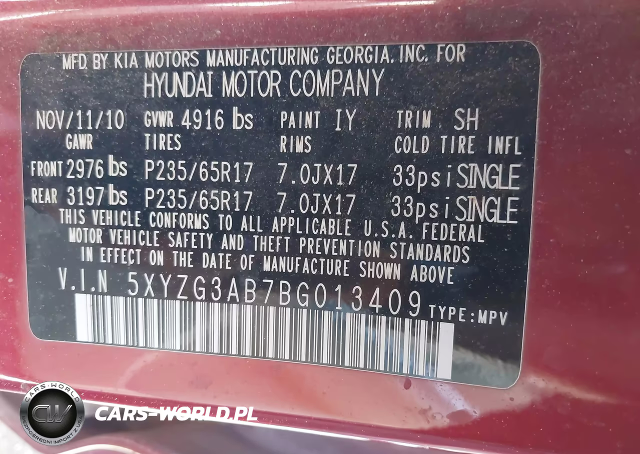2011 Hyundai Santa Fe Gls VIN:5XYZG3AB7BG013409 - 9