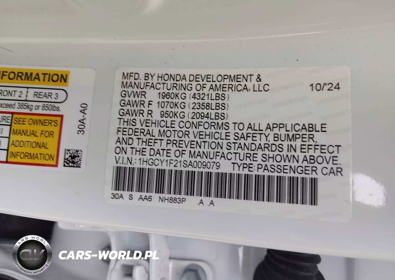 2025 Honda Accord Lx VIN:1HGCY1F21SA009079 - 9