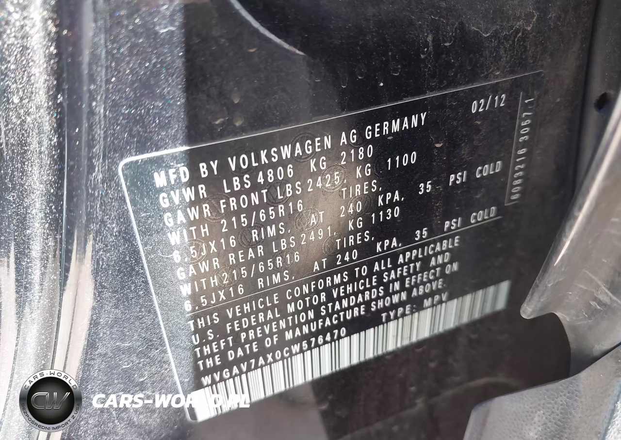 2012 Volkswagen Tiguan Le VIN:WVGAV7AX0CW576470 - 9
