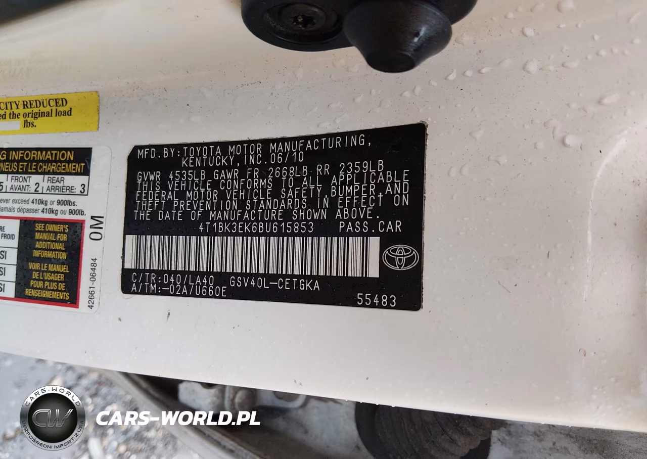 2011 Toyota Camry Xle V6 VIN:4T1BK3EK6BU615853 - 9