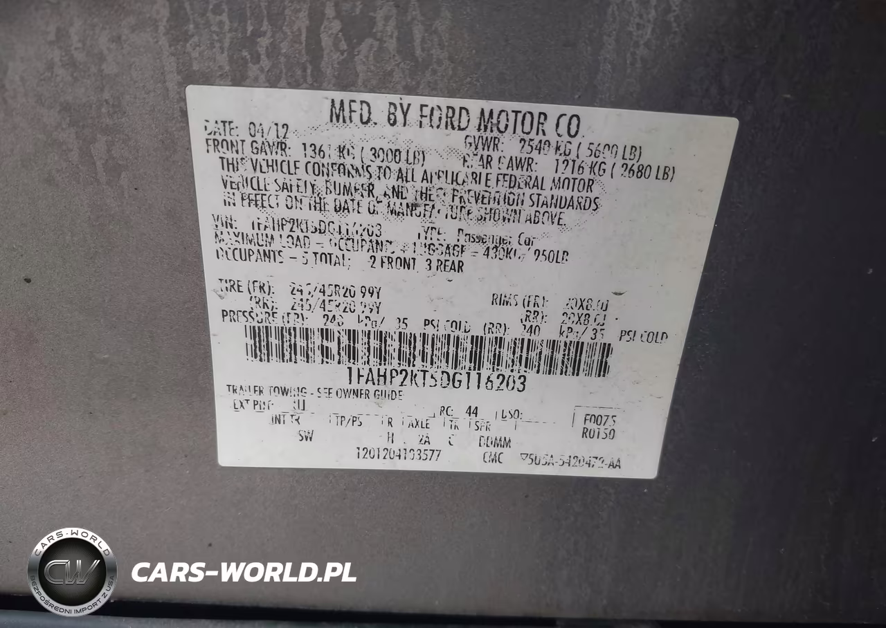 2013 Ford Taurus Sho VIN:1FAHP2KT5DG116203 - 9