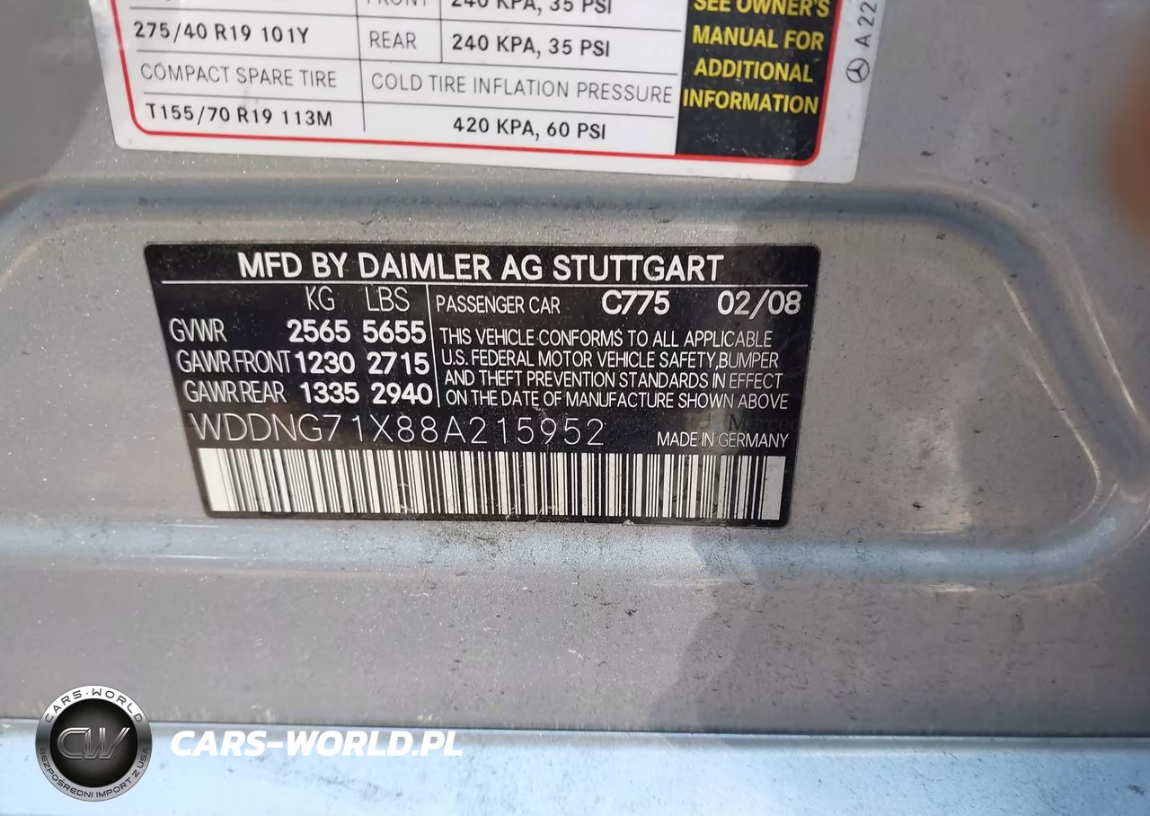 2008 Mercedes-Benz S 550 VIN:WDDNG71X88A215952 - 9