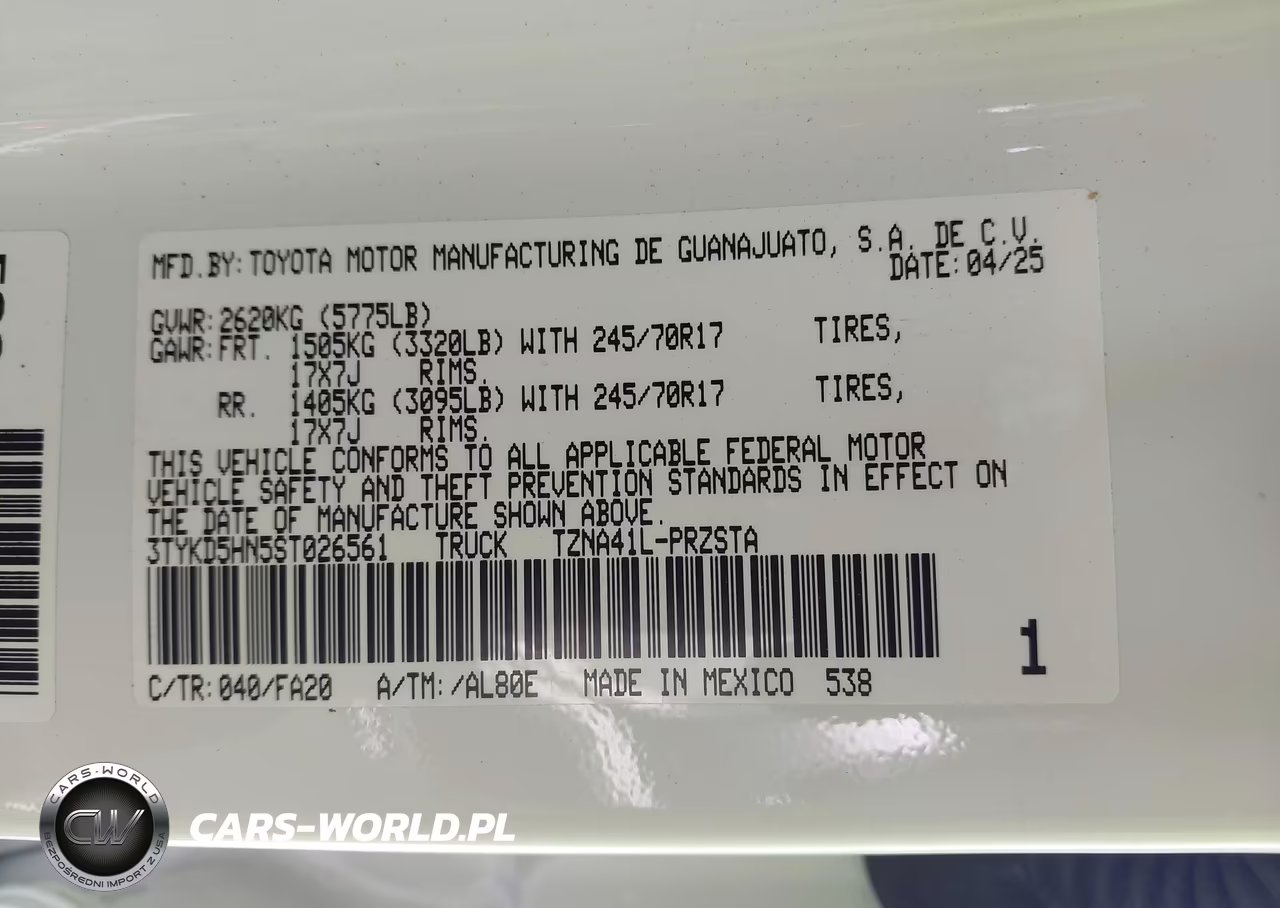 2025 Toyota Tacoma Sr VIN:3TYKD5HN5ST026561 - 9