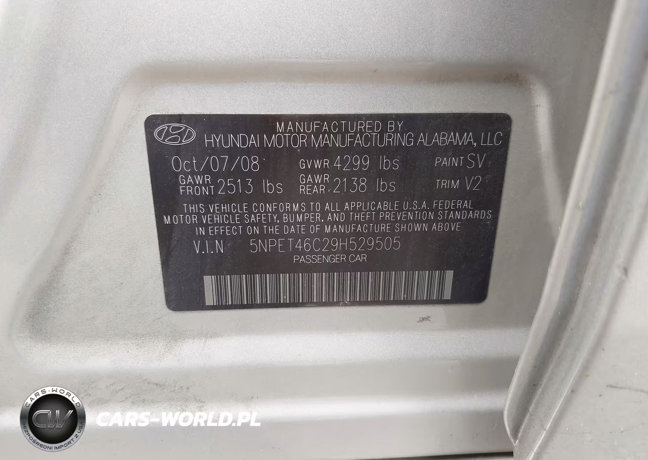 2009 Hyundai Sonata Gls VIN:5NPET46C29H529505 - 9
