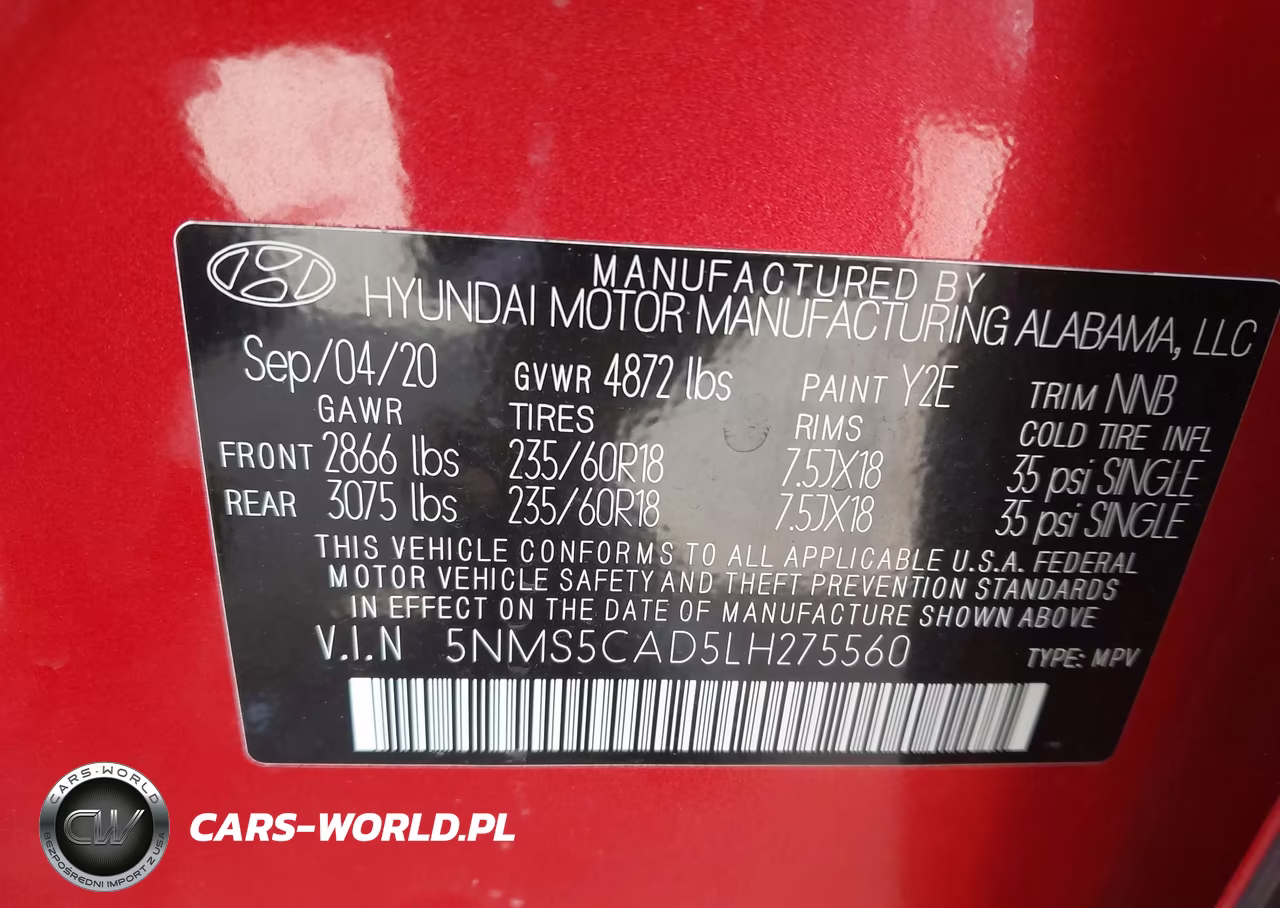 2020 Hyundai Santa Fe Limited VIN:5NMS5CAD5LH275560 - 9