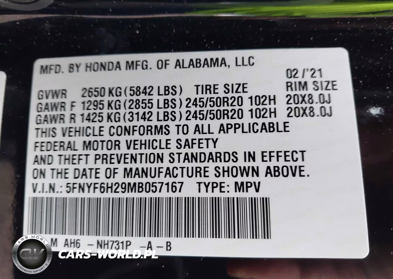 2021 Honda Pilot Awd Special Edition VIN:5FNYF6H29MB057167 - 9