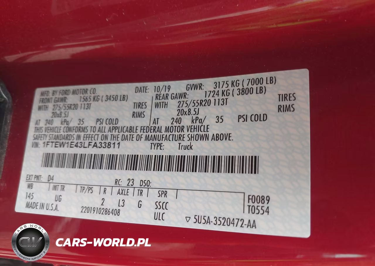 2020 Ford F-150 Xlt VIN:1FTEW1E43LFA33811 - 9