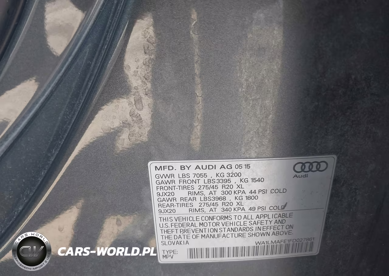 2015 Audi Q7 3.0 Tdi Premium VIN:WA1LMAFE1FD027861 - 9