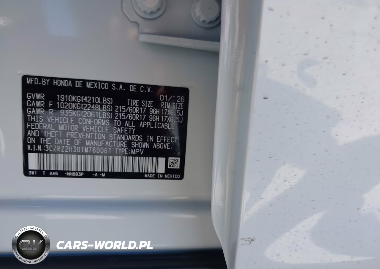 2026 Honda Hr-V Awd Lx VIN:3CZRZ2H30TM760061 - 9