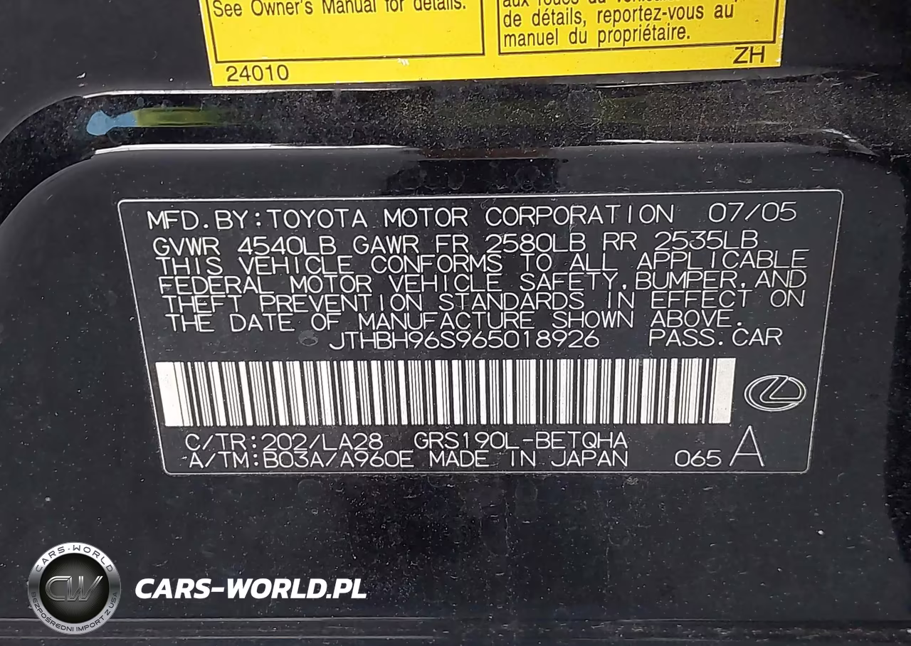 2006 Lexus Gs 300 VIN:JTHBH96S965018926 - 9