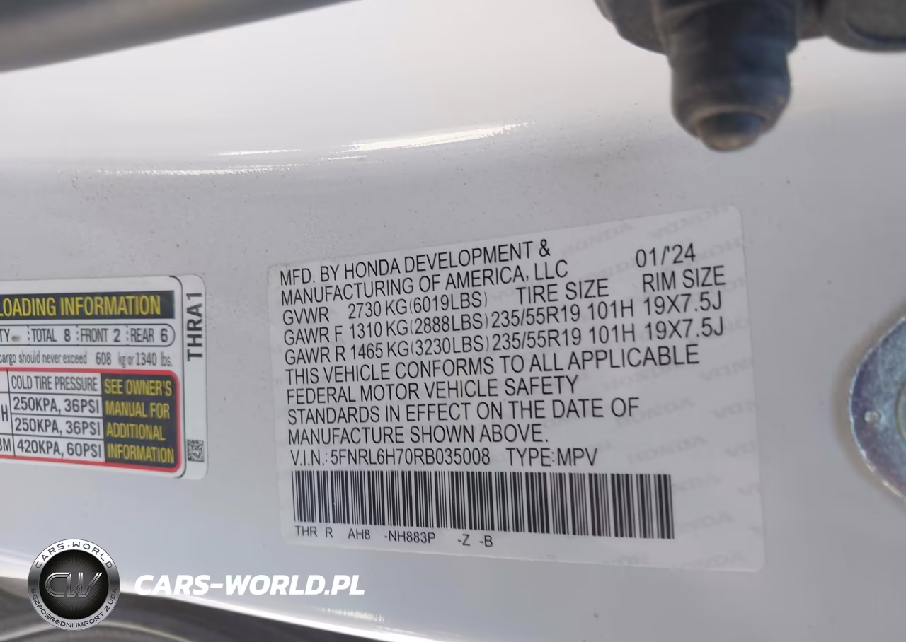 2024 Honda Odyssey Sport VIN:5FNRL6H70RB035008 - 9