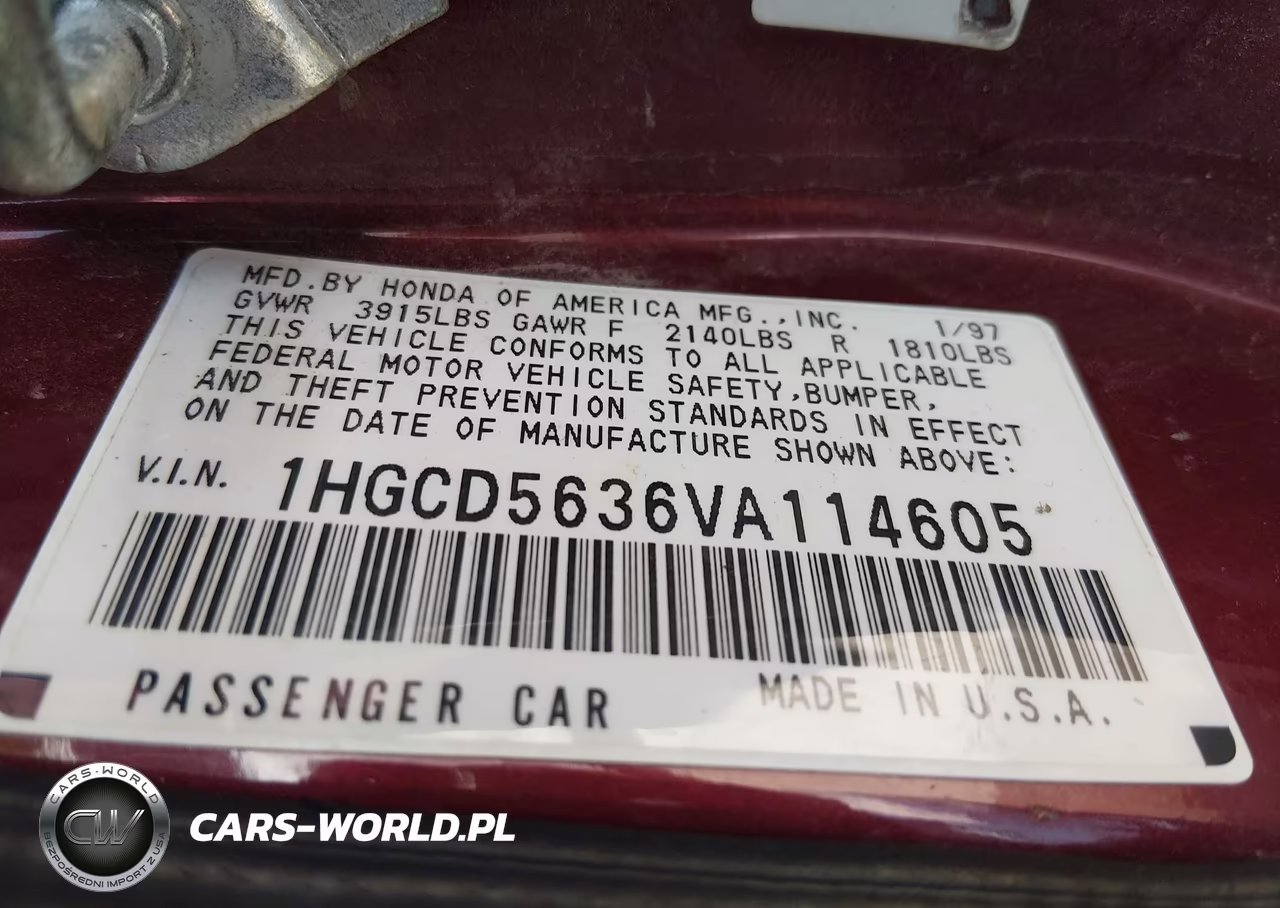 1997 Honda Accord Lx VIN:1HGCD5636VA114605 - 9