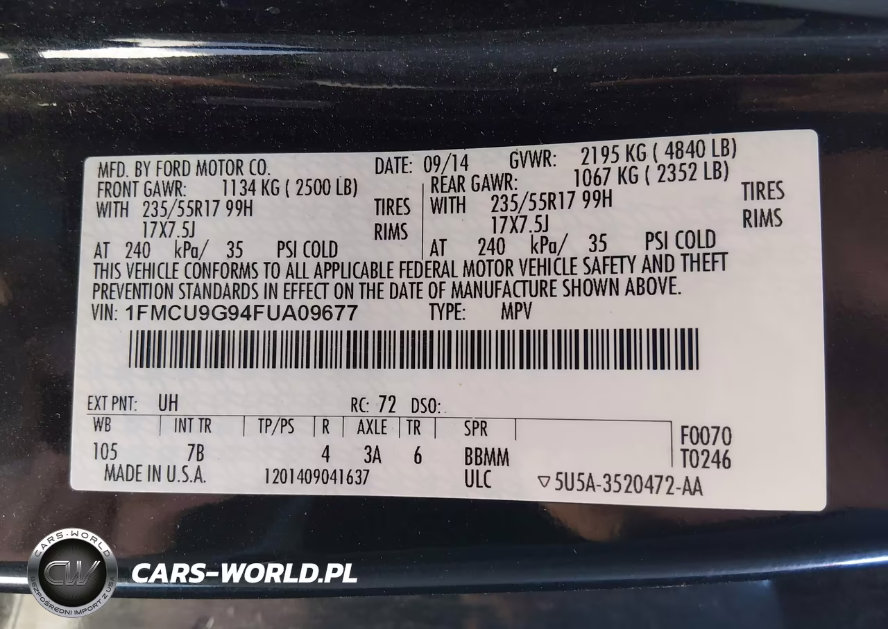 2015 Ford Escape Se VIN:1FMCU9G94FUA09677 - 9