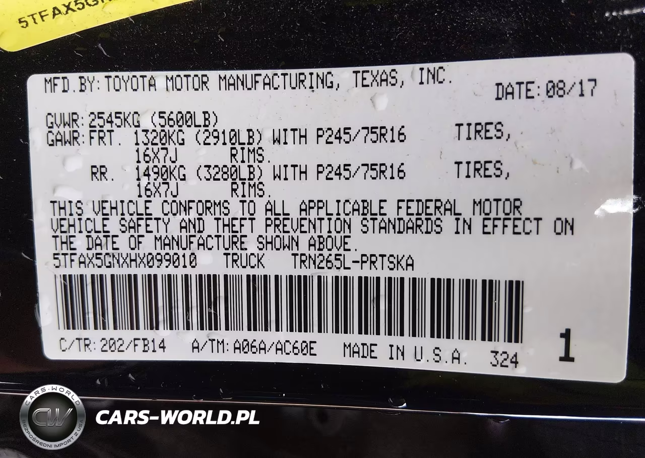 2017 Toyota Tacoma Sr VIN:5TFAX5GNXHX099010 - 9