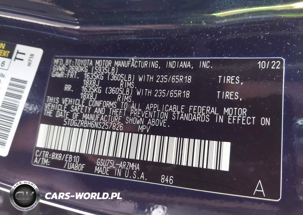 2022 Toyota Highlander Xle VIN:5TDGZRBH6NS257826 - 9