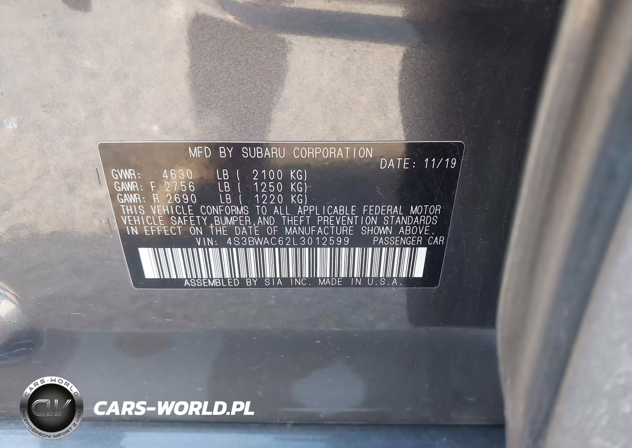 2020 Subaru Legacy Premium VIN:4S3BWAC62L3012599 - 9