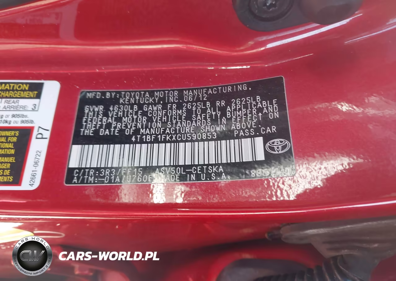 2012 Toyota Camry Se VIN:4T1BF1FKXCU590853 - 9