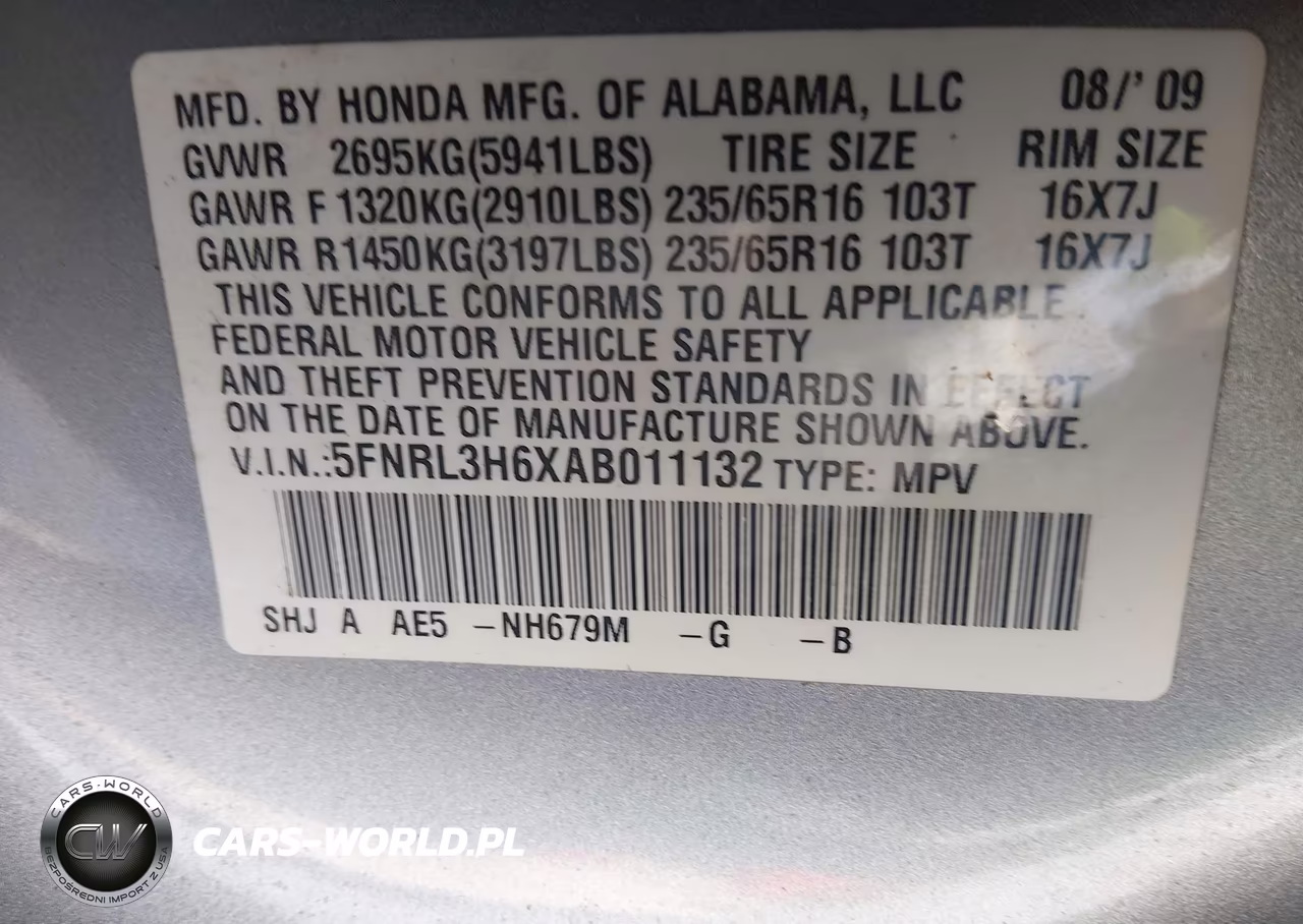 2010 Honda Odyssey Ex-L VIN:5FNRL3H6XAB011132 - 9