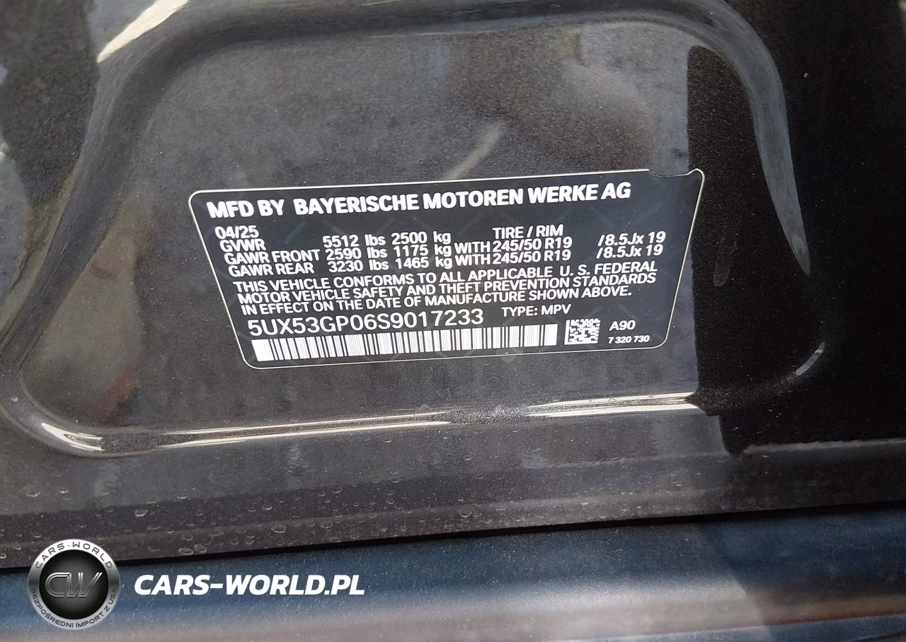 2025 BMW X3 30 xDrive VIN:5UX53GP06S9017233 - 9