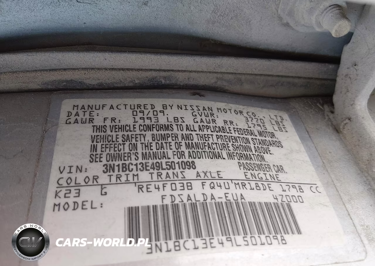 2009 Nissan Versa 1.8S VIN:3N1BC13E49L501098 - 9