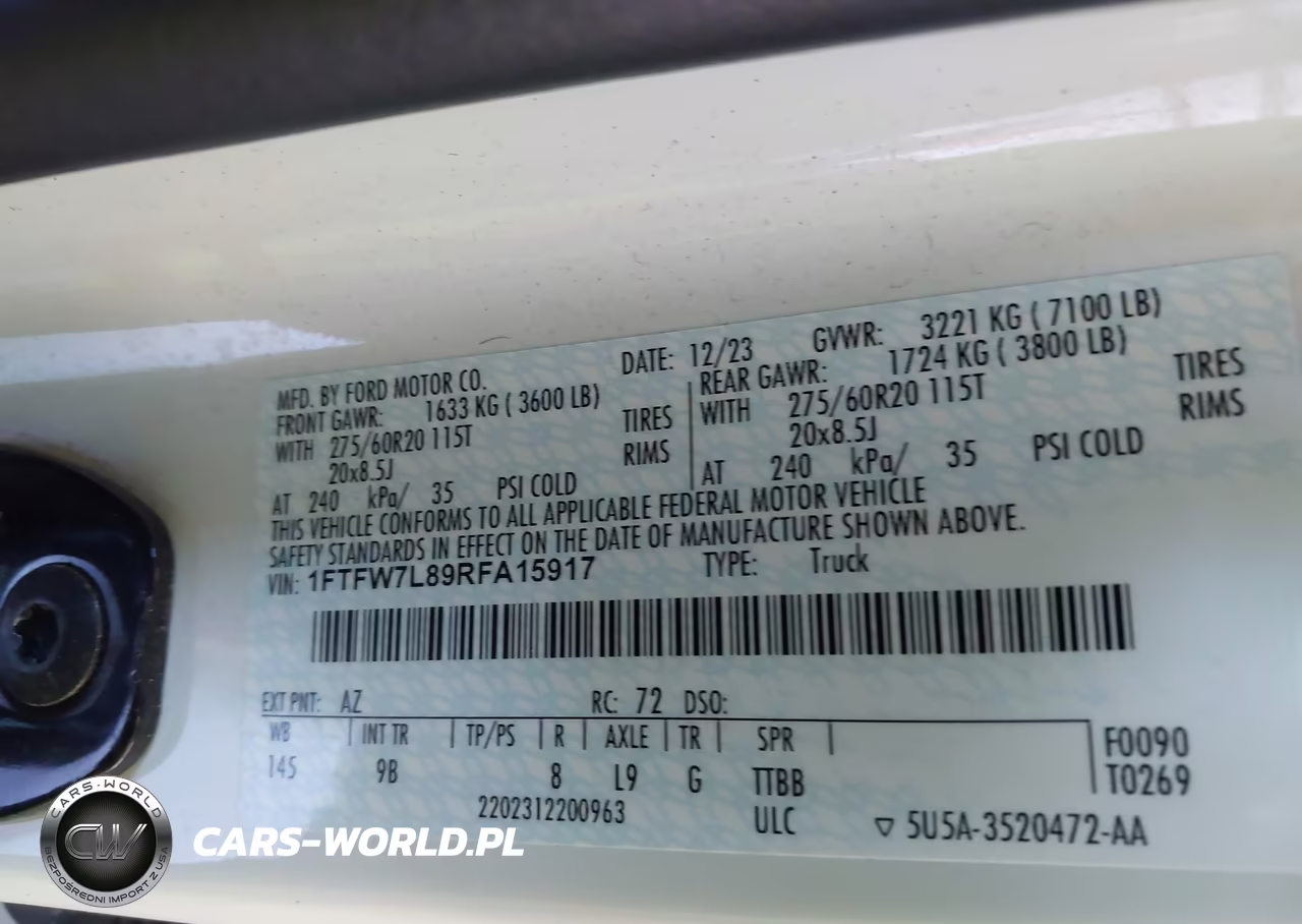 2024 Ford F-150 Platinum VIN:1FTFW7L89RFA15917 - 9
