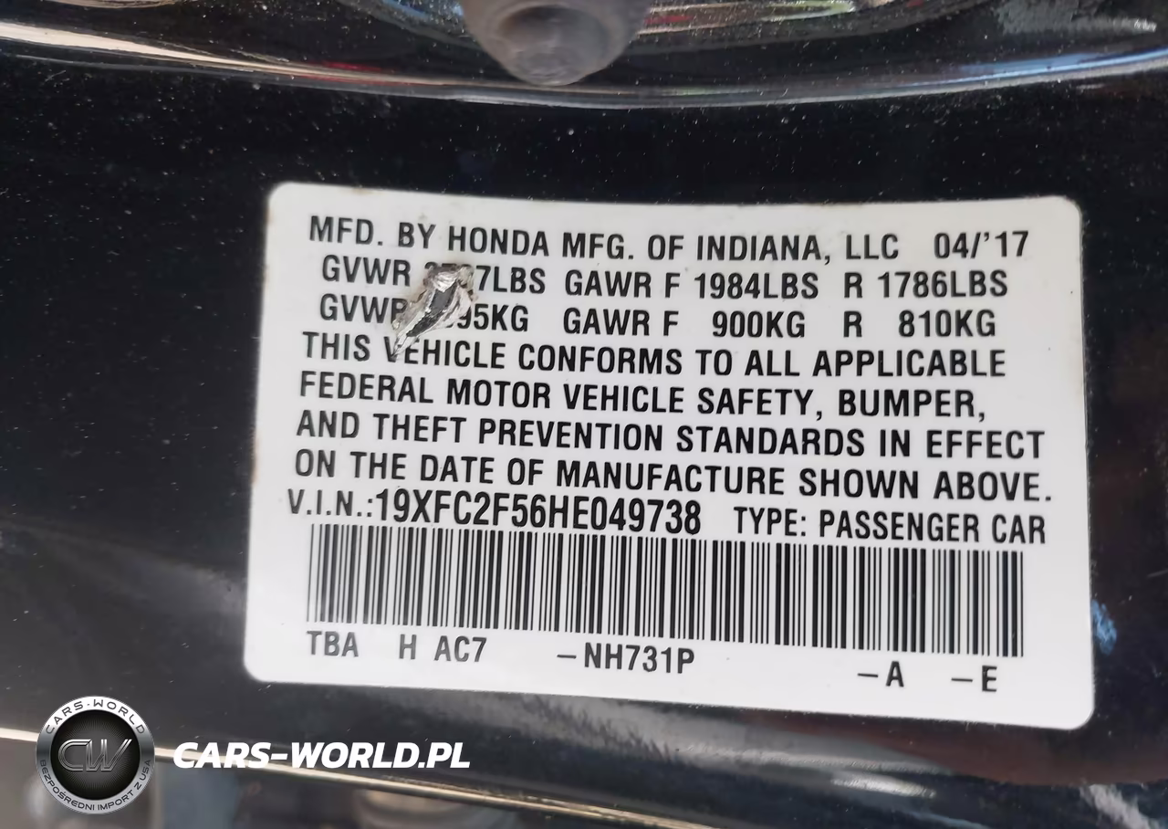 2017 Honda Civic Lx VIN:19XFC2F56HE049738 - 9