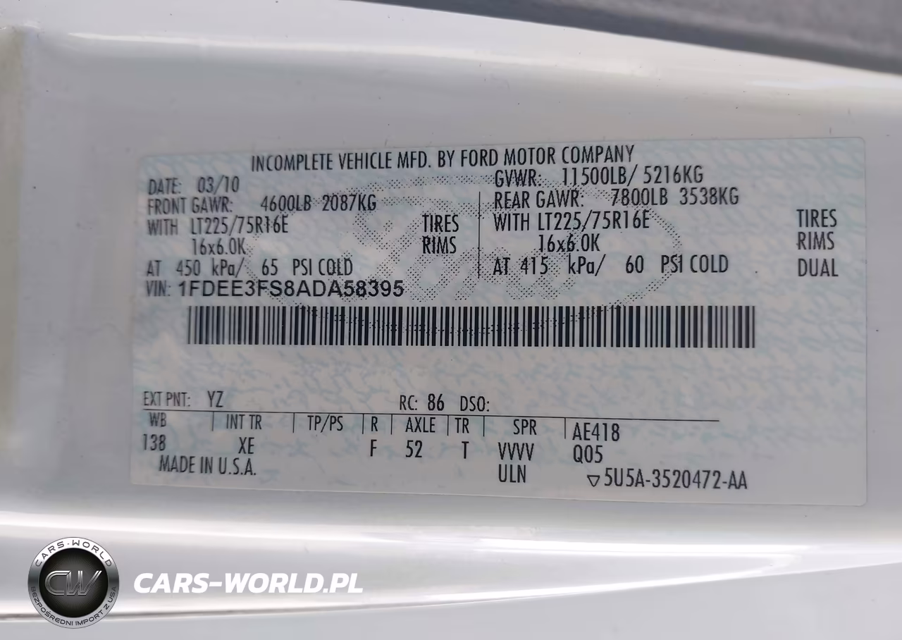 2010 Ford E-350 Cutaway VIN:1FDEE3FS8ADA58395 - 9